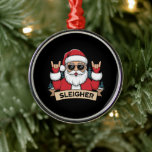Christmas Sleigher Santa Rock Xmas Rocker  Metal Ornament<br><div class="desc">Christmas Sleigher Santa Rock Xmas Rocker</div>
