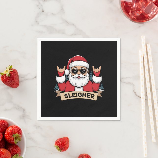 Christmas Sleigher Santa Rock Xmas Rocker  Napkin (Insitu)