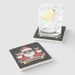 Christmas Sleigher Santa Rock Xmas Rocker  Stone Coaster
