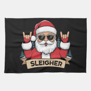 Christmas Sleigher Santa Rock Xmas Rocker  Tea Towel