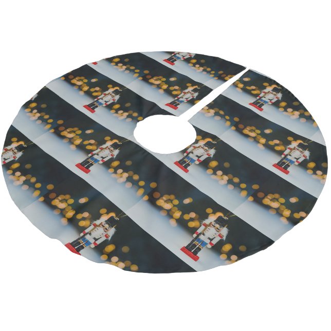 Christmas SlipperyJoe nutcracker figurine ornament Brushed Polyester Tree Skirt (Angled)