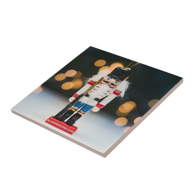 Christmas SlipperyJoe nutcracker figurine ornament Ceramic Tile (Side)