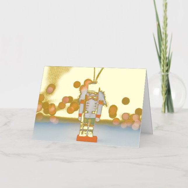Christmas SlipperyJoe nutcracker figurine ornament Foil Holiday Card (Front)