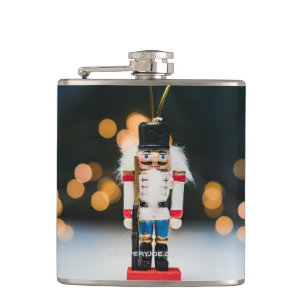 Christmas SlipperyJoe nutcracker figurine ornament Hip Flask