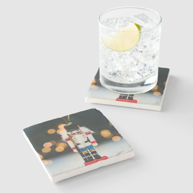 Christmas SlipperyJoe nutcracker figurine ornament Stone Coaster (Side)