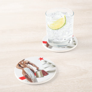 Christmas SlipperyJoe presents sexy red star holid Coaster