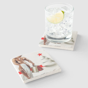 Christmas SlipperyJoe presents sexy red star holid Stone Coaster