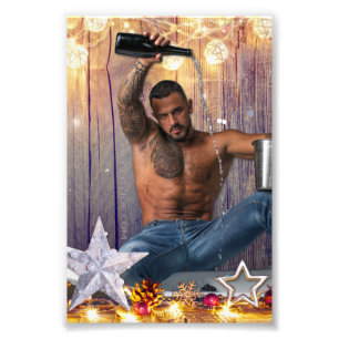 Christmas SlipperyJoe silver gold stars lights wet Photo Print