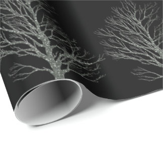 Christmas sliver glitter tree black wrapping paper