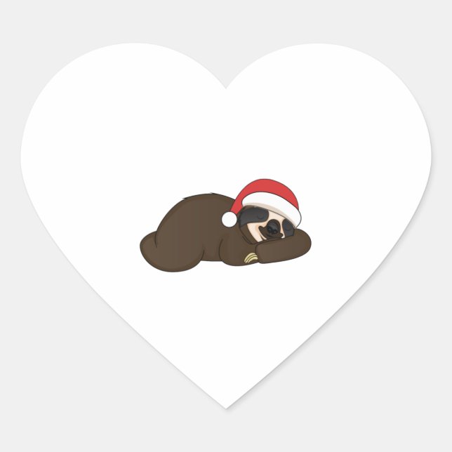 Christmas Sloth 9 Heart Sticker (Front)