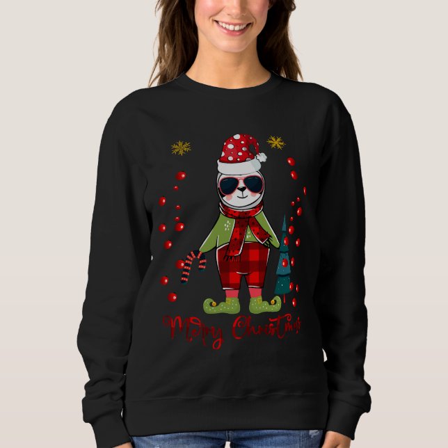 Christmas Sloth Buffalo Plaid Sloth Funny Sloth Sweatshirt (Front)