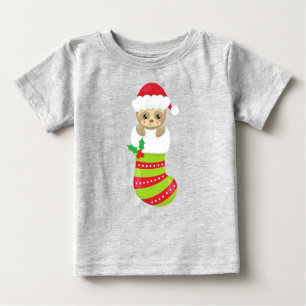 Christmas Sloth, Christmas Stocking, Santa Hat Baby T-Shirt