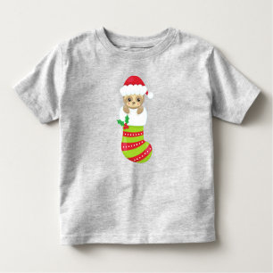 Christmas Sloth, Christmas Stocking, Santa Hat Toddler T-Shirt