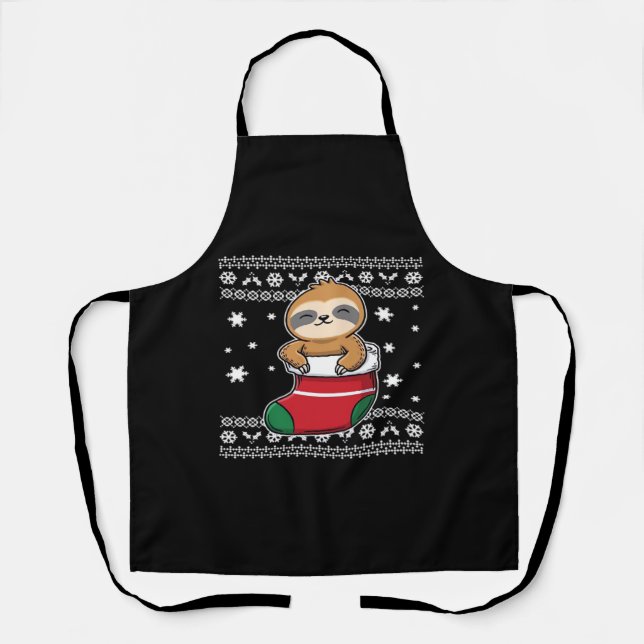Christmas Sloth Classic T-Shirt Apron (Front)