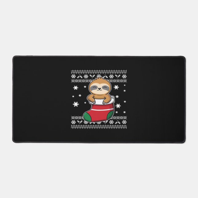 Christmas Sloth Classic T-Shirt Desk Mat (Front)