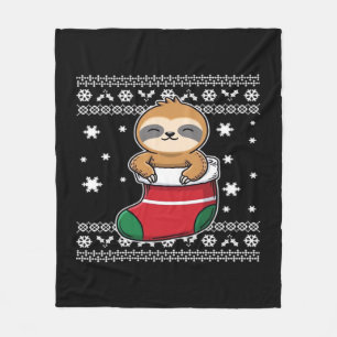 Christmas Sloth Classic T-Shirt Fleece Blanket