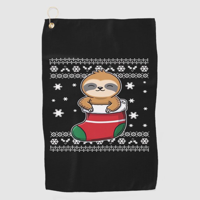 Christmas Sloth Classic T-Shirt Golf Towel (Front)