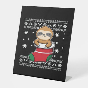 Christmas Sloth Classic T-Shirt Pedestal Sign