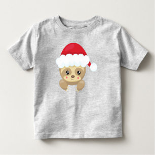 Christmas Sloth, Cute Sloth, Santa Hat, Xmas Toddler T-Shirt