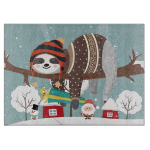 Christmas Sloth Cutting Board