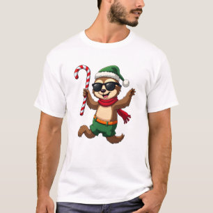 Christmas Sloth Elf Peppermint Candy Cane Shirt Gi