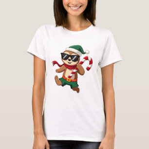 Christmas Sloth Elf Peppermint Candy Cane Shirt Gi