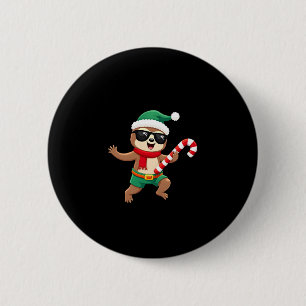 Christmas Sloth Elf Peppermint Candy Cane Shirt Gi 6 Cm Round Badge