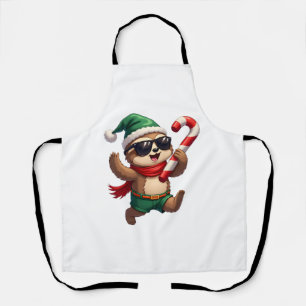 Christmas Sloth Elf Peppermint Candy Cane Shirt Gi Apron