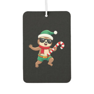 Christmas Sloth Elf Peppermint Candy Cane Shirt Gi Car Air Freshener