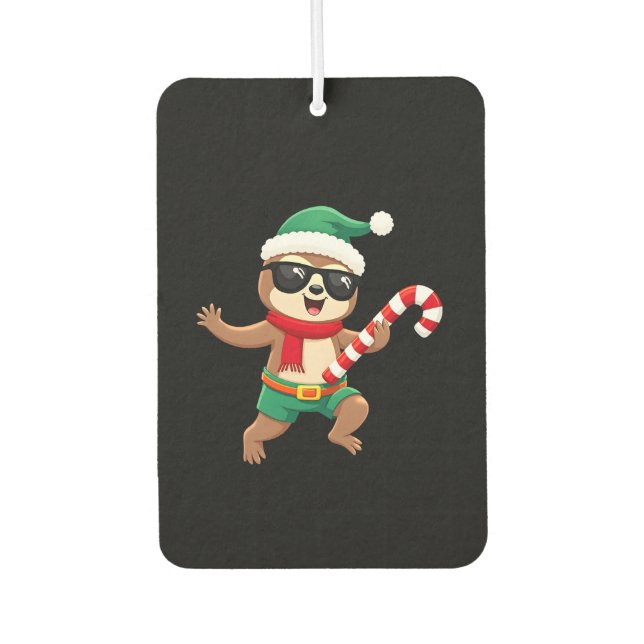 Christmas Sloth Elf Peppermint Candy Cane Shirt Gi Car Air Freshener (Front)
