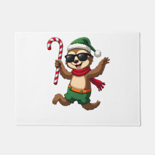 Christmas Sloth Elf Peppermint Candy Cane Shirt Gi Doormat