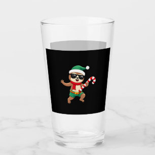Christmas Sloth Elf Peppermint Candy Cane Shirt Gi Glass