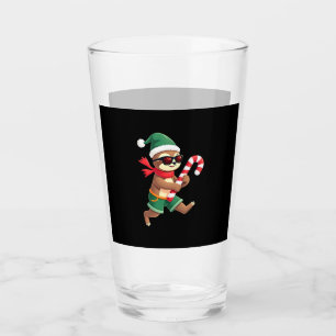 Christmas Sloth Elf Peppermint Candy Cane Shirt Gi Glass