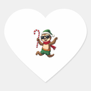Christmas Sloth Elf Peppermint Candy Cane Shirt Gi Heart Sticker