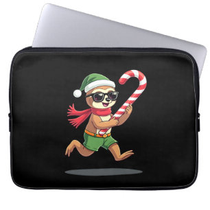Christmas Sloth Elf Peppermint Candy Cane Shirt Gi Laptop Sleeve