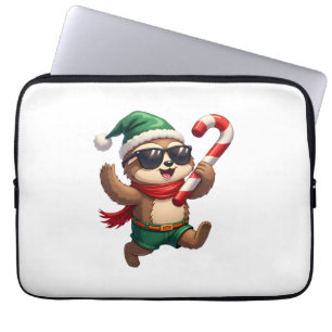 Christmas Sloth Elf Peppermint Candy Cane Shirt Gi Laptop Sleeve