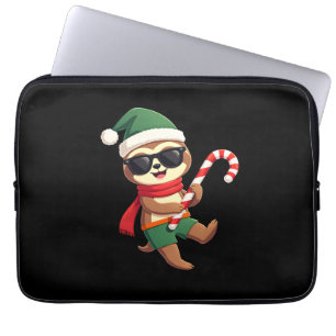 Christmas Sloth Elf Peppermint Candy Cane Shirt Gi Laptop Sleeve