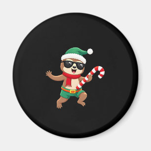Christmas Sloth Elf Peppermint Candy Cane Shirt Gi Magnet