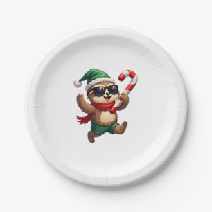 Christmas Sloth Elf Peppermint Candy Cane Shirt Gi Paper Plate