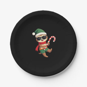 Christmas Sloth Elf Peppermint Candy Cane Shirt Gi Paper Plate