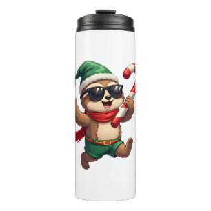 Christmas Sloth Elf Peppermint Candy Cane Shirt Gi Thermal Tumbler