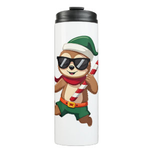 Christmas Sloth Elf Peppermint Candy Cane Shirt Gi Thermal Tumbler