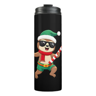 Christmas Sloth Elf Peppermint Candy Cane Shirt Gi Thermal Tumbler