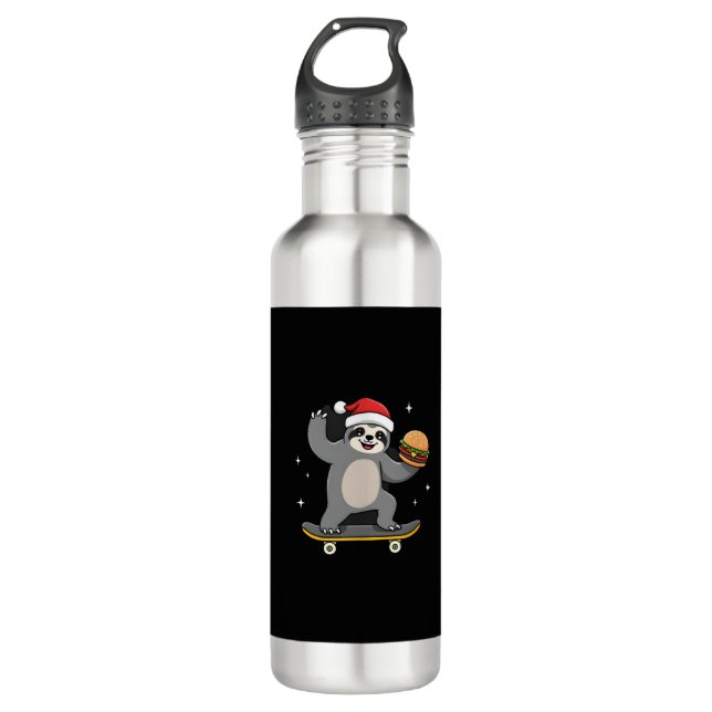 CHRISTMAS SLOTH Funny Christmas Skateboard Sloth ( 710 Ml Water Bottle (Front)