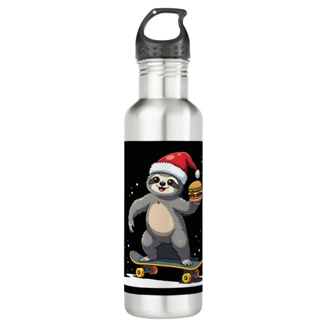 CHRISTMAS SLOTH Funny Christmas Skateboard Sloth ( 710 Ml Water Bottle (Front)