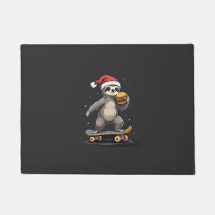 CHRISTMAS SLOTH Funny Christmas Skateboard Sloth Doormat