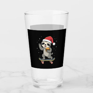 CHRISTMAS SLOTH Funny Christmas Skateboard Sloth ( Glass