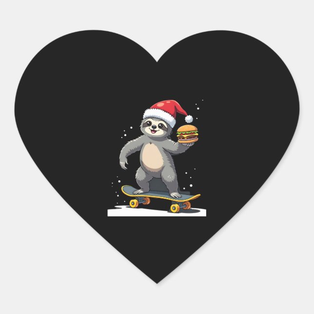CHRISTMAS SLOTH Funny Christmas Skateboard Sloth ( Heart Sticker (Front)