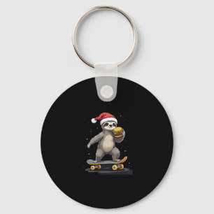CHRISTMAS SLOTH Funny Christmas Skateboard Sloth Key Ring