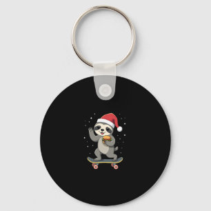 CHRISTMAS SLOTH Funny Christmas Skateboard Sloth ( Key Ring